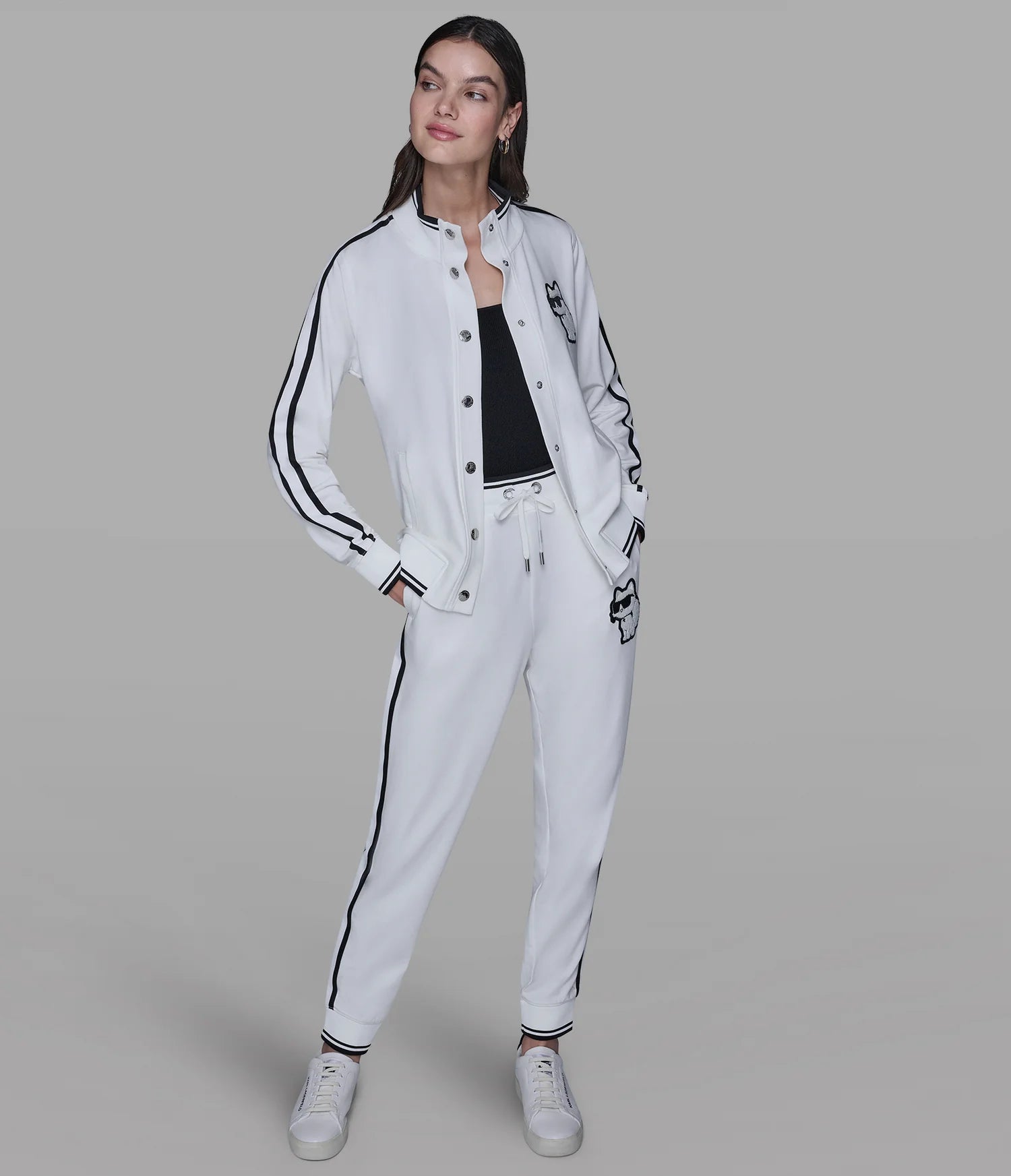Womens' KARL CHOUPETTE PATCH TRACK JACKET White