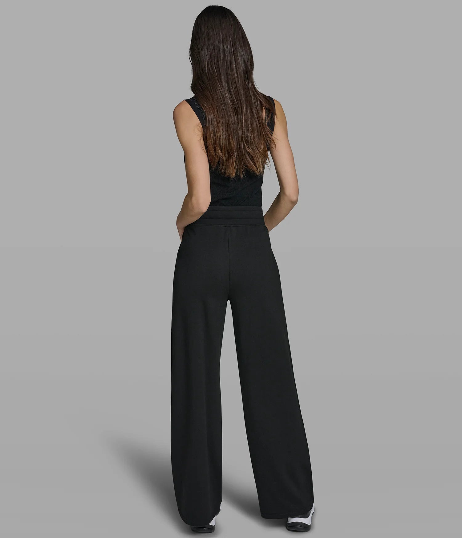 MID-RISE COTTON AND MODAL-BLEND LOGO WIDE-LEG SWEATPANT-Black