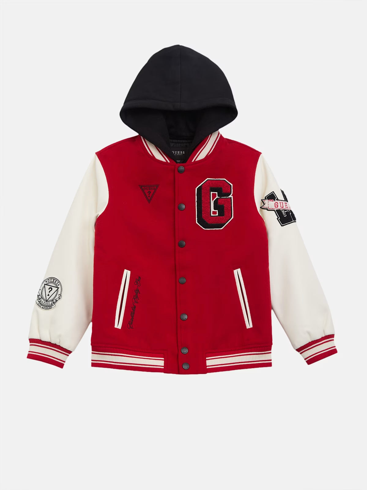 Guess BOYS Lark Hooded Varsity Jacket (7-16) Red