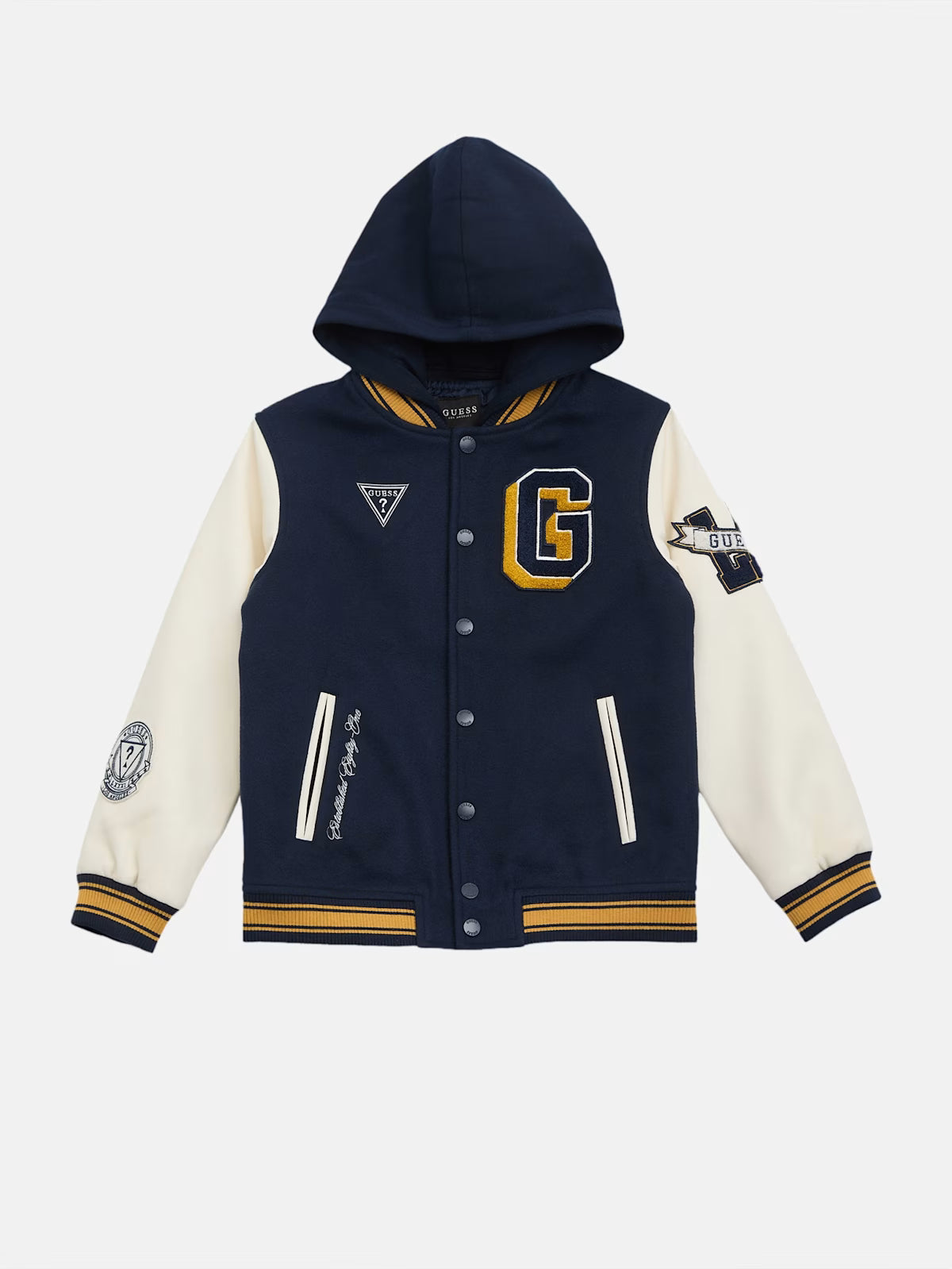Guess BOYS Lark Hooded Varsity Jacket (7-16) Blue