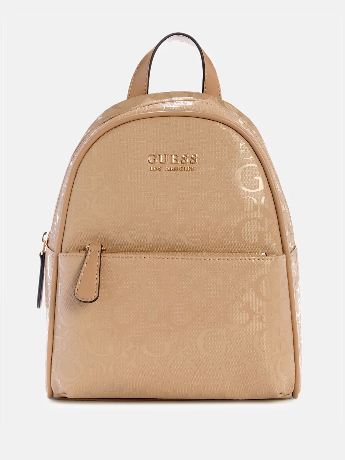 Guess Womens' Millom Shiny Coated Logo Backpack Brown
