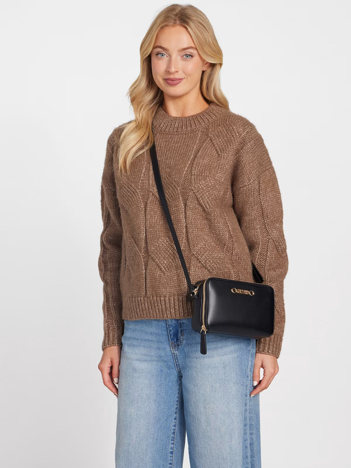 Women's Guess Avelina Double-Zip Crossbody Black