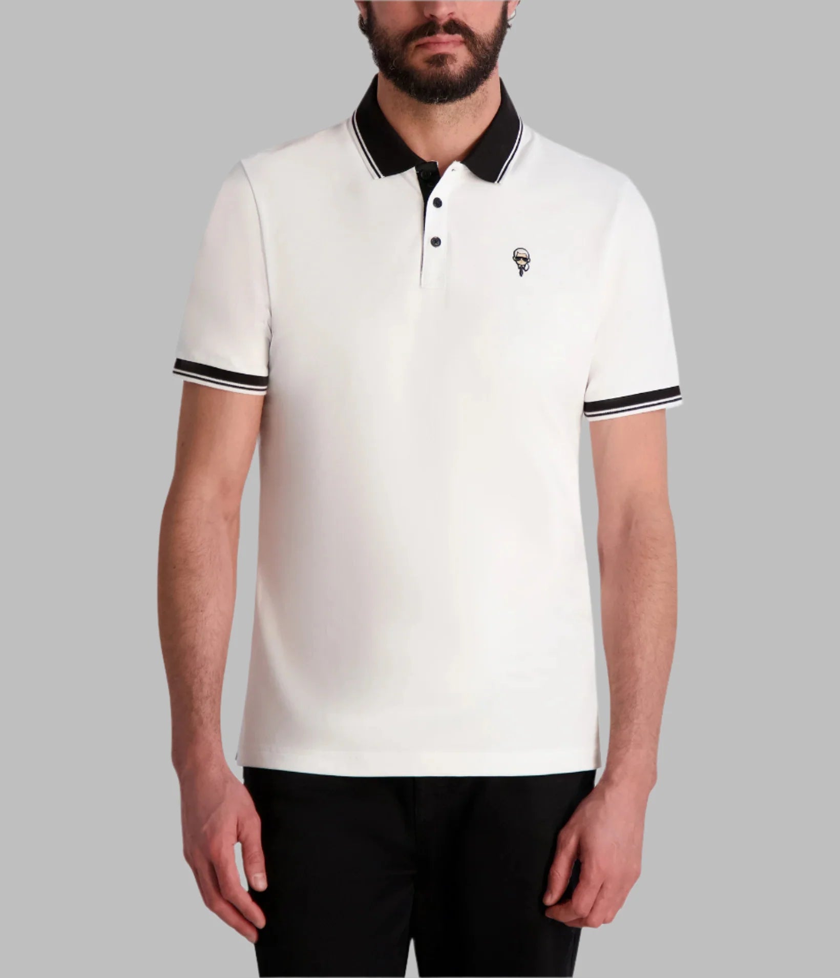 Karl Lagerfeld Paris Men's Short Sleeve Tipped Logo Polo Shirt