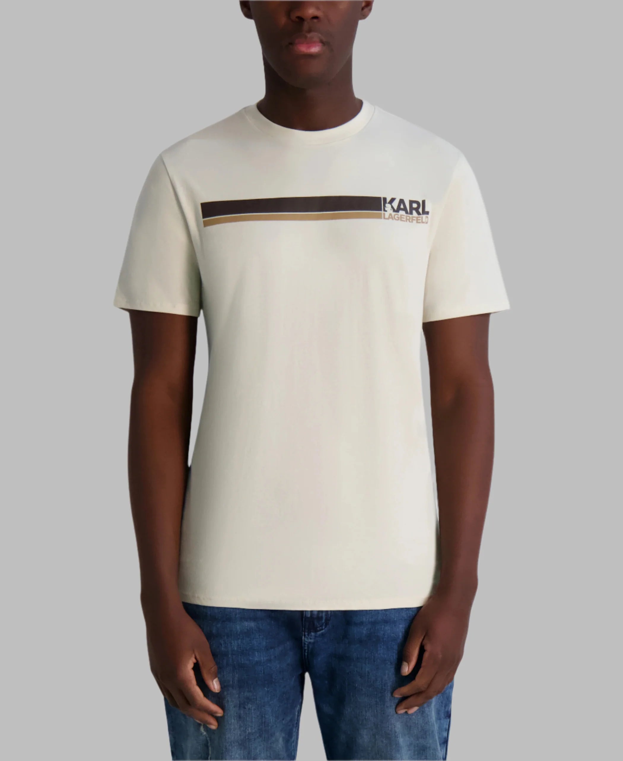 KARL LAGERFELD Men's RACER STRIPE LOGO TEE