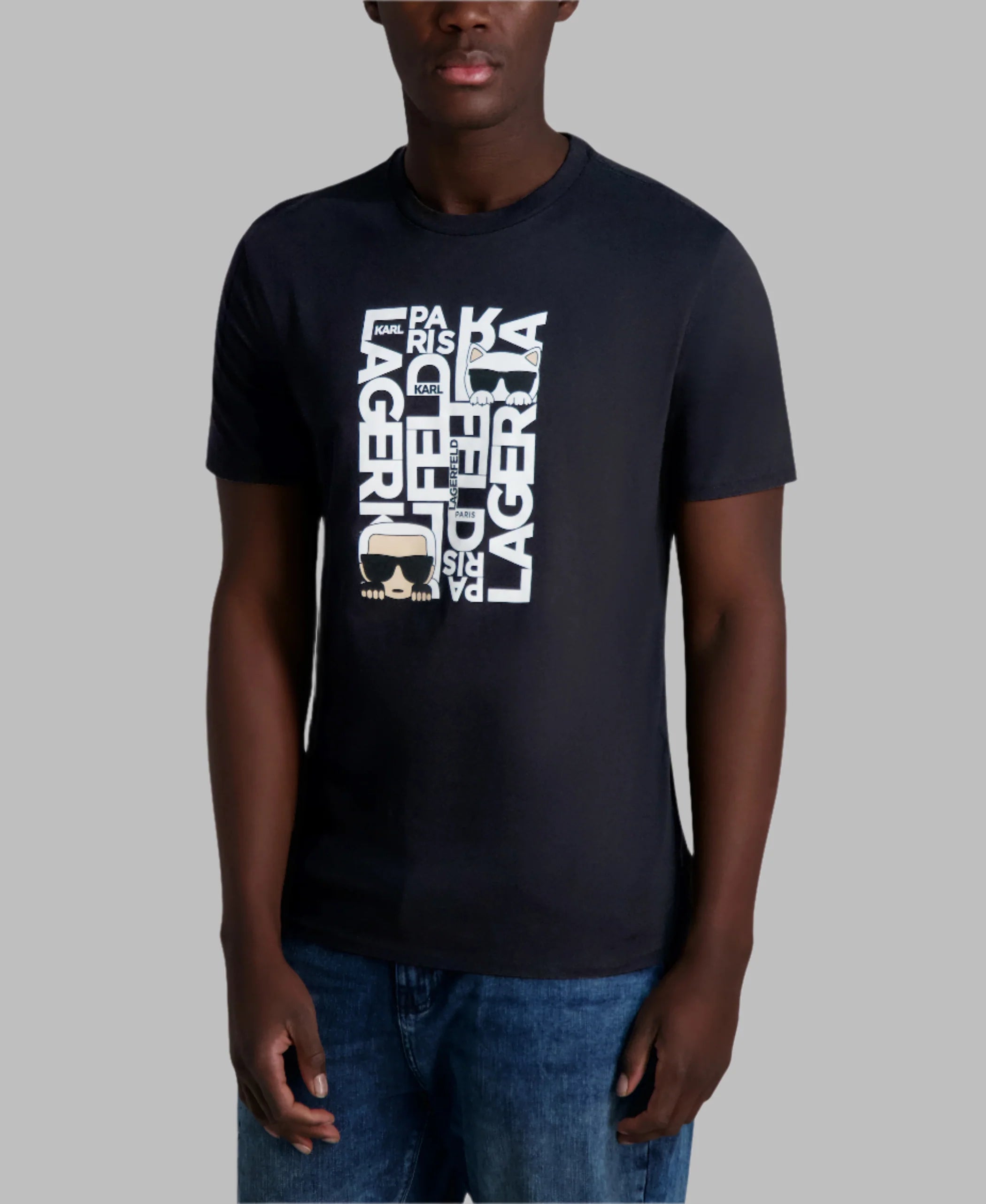 KARL LAGERFELD Men's KARL/CHOUPETTE VERTICAL LOGO TEE