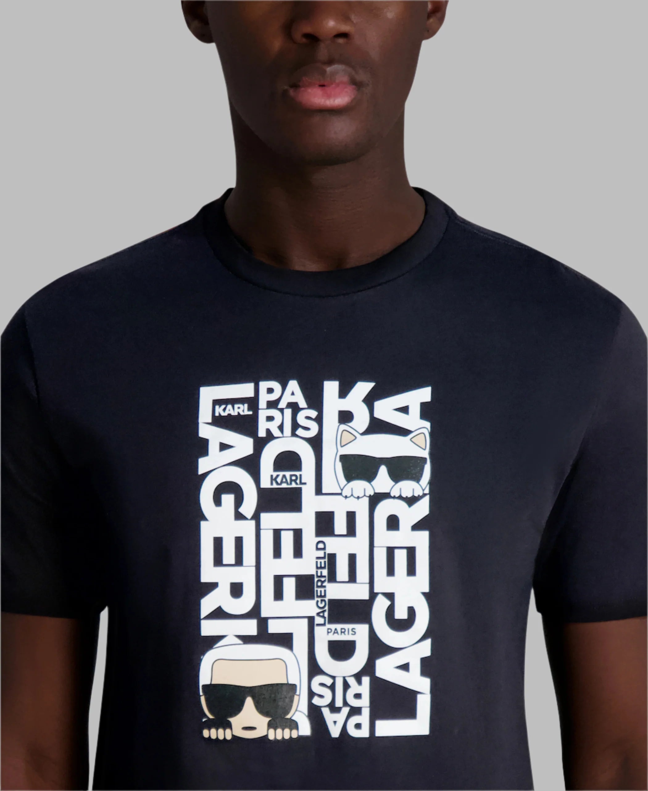 KARL LAGERFELD Men's KARL/CHOUPETTE VERTICAL LOGO TEE