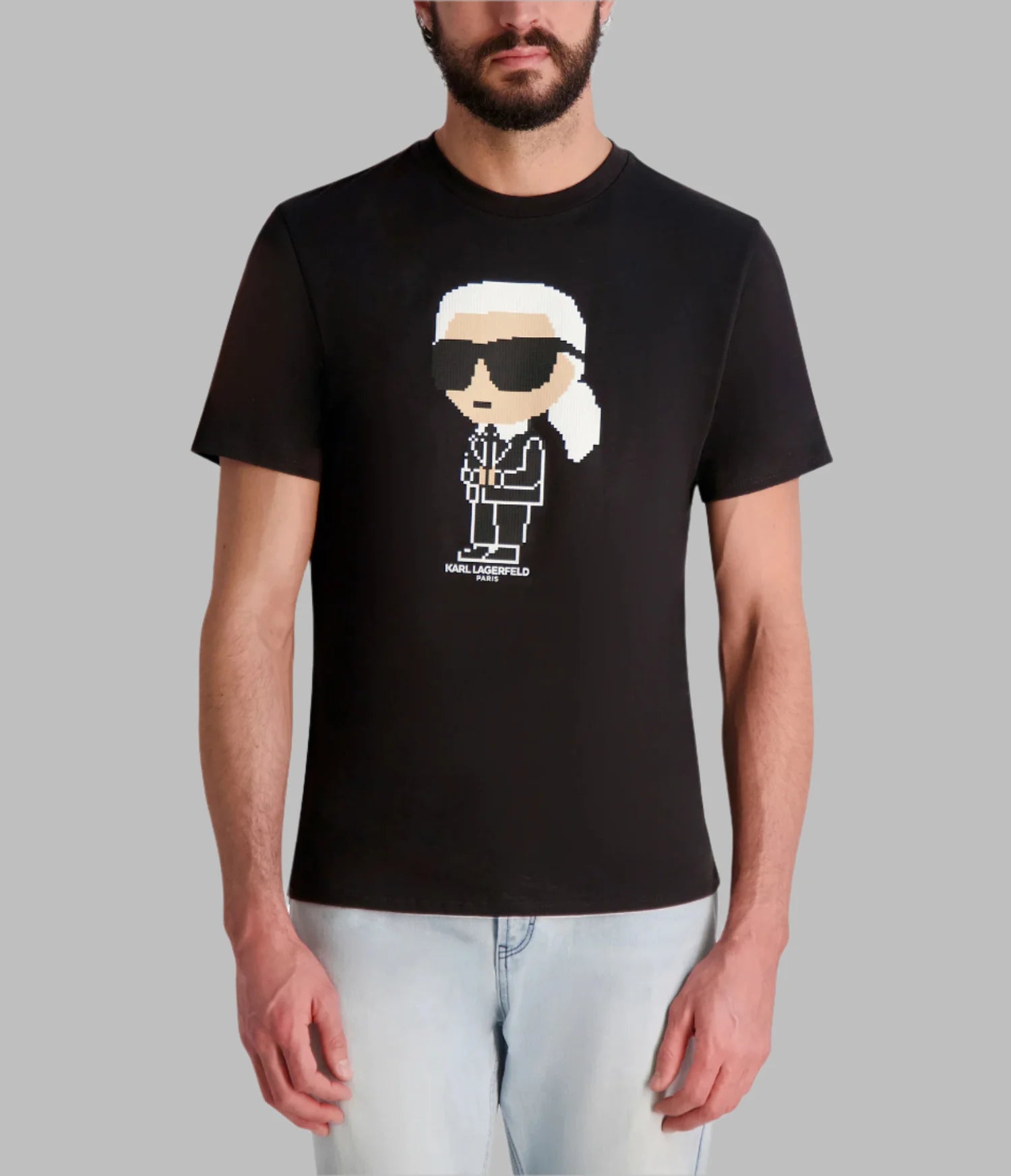 Karl Lagerfeld Paris MENS' Pixelated Karl Character Graphic Cotton T-Shirt