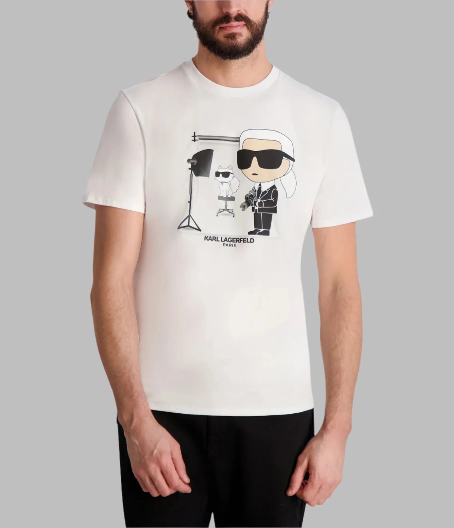 MENS' KARL LAGERFELD Paris & CHOUPETTE PHOTO T-SHIRT