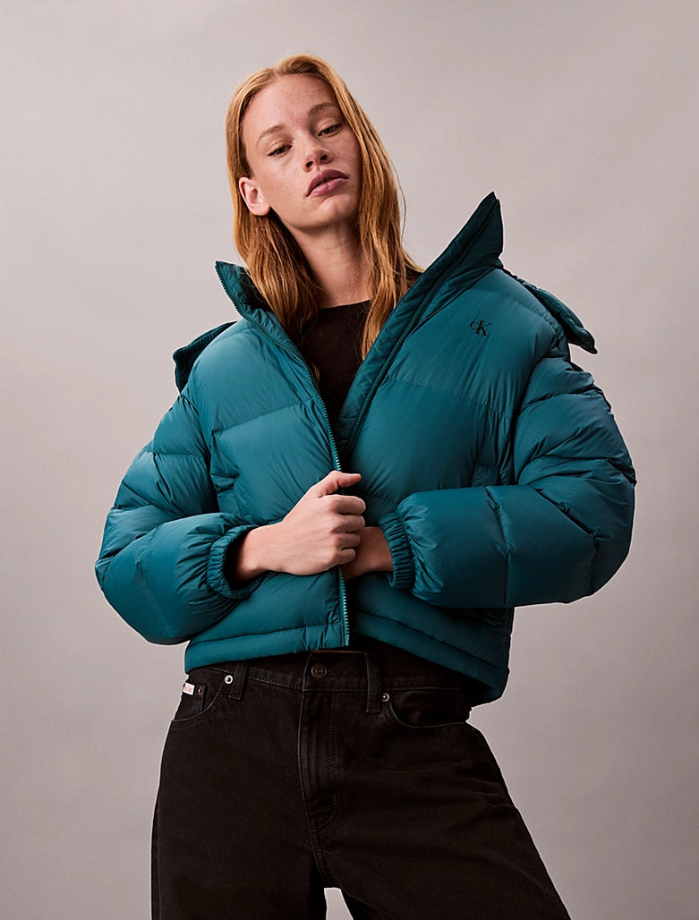 Calvin Klein Womens' Short Down Puffer Jacket  maya blue