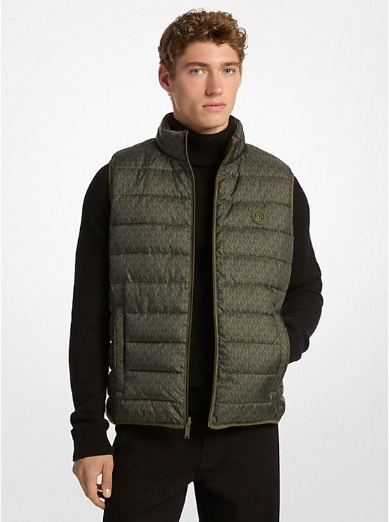 Mens' Michael Kors Abbou Signature Logo Reversible Vest OLIVE
