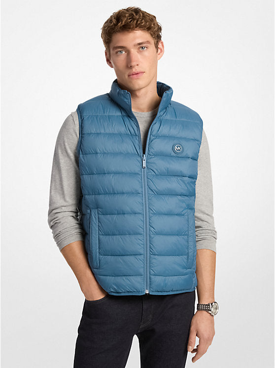 Mens' Michael Kors Abbou Signature Logo Reversible Vest CORNFLOWER