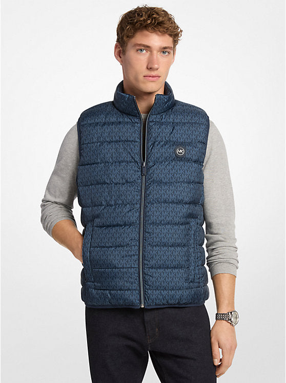 Mens' Michael Kors Abbou Signature Logo Reversible Vest MIDNIGHT