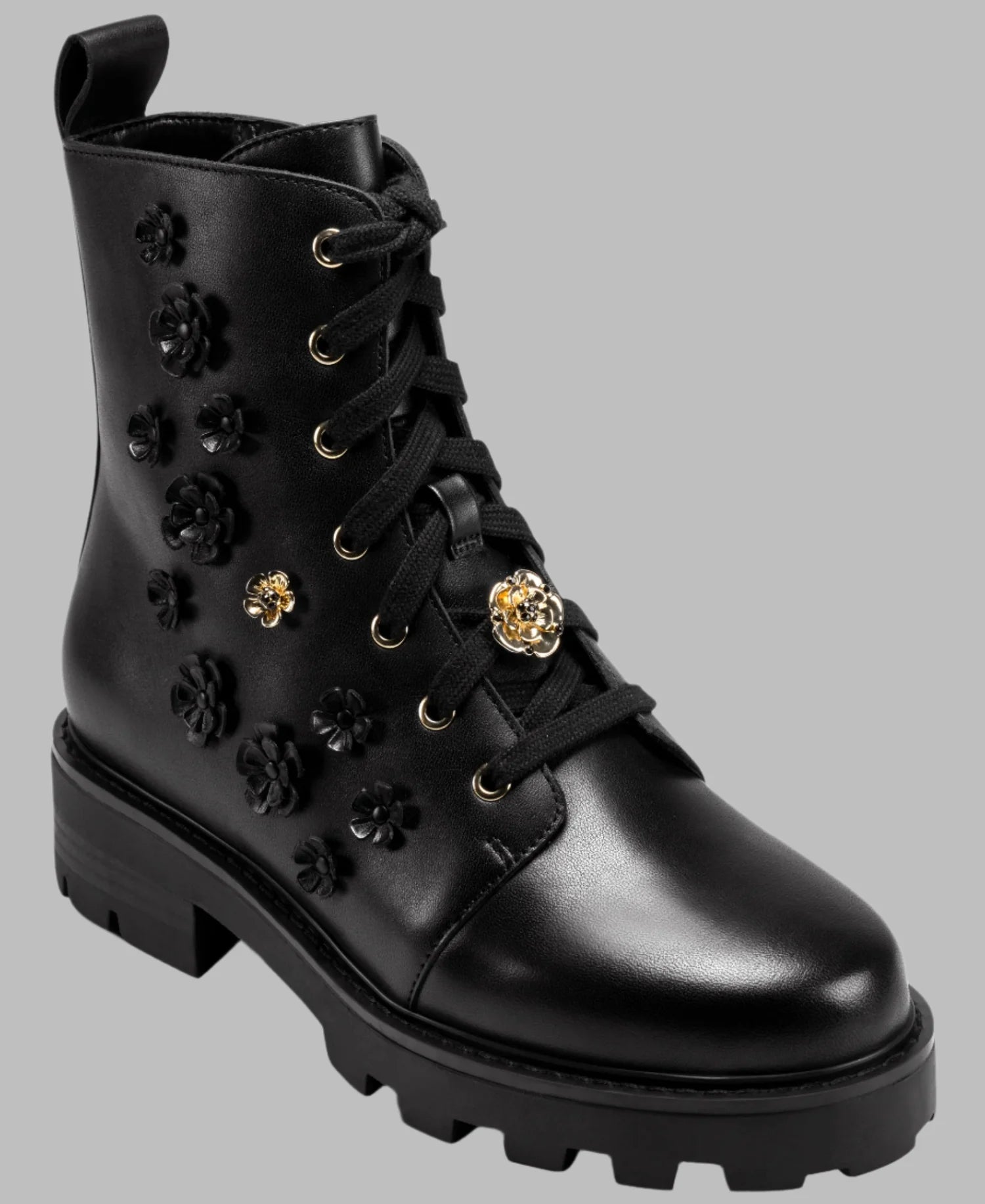 Karl Lagerfeld Paris Womens' MELA FLEUR COMBAT BOOT