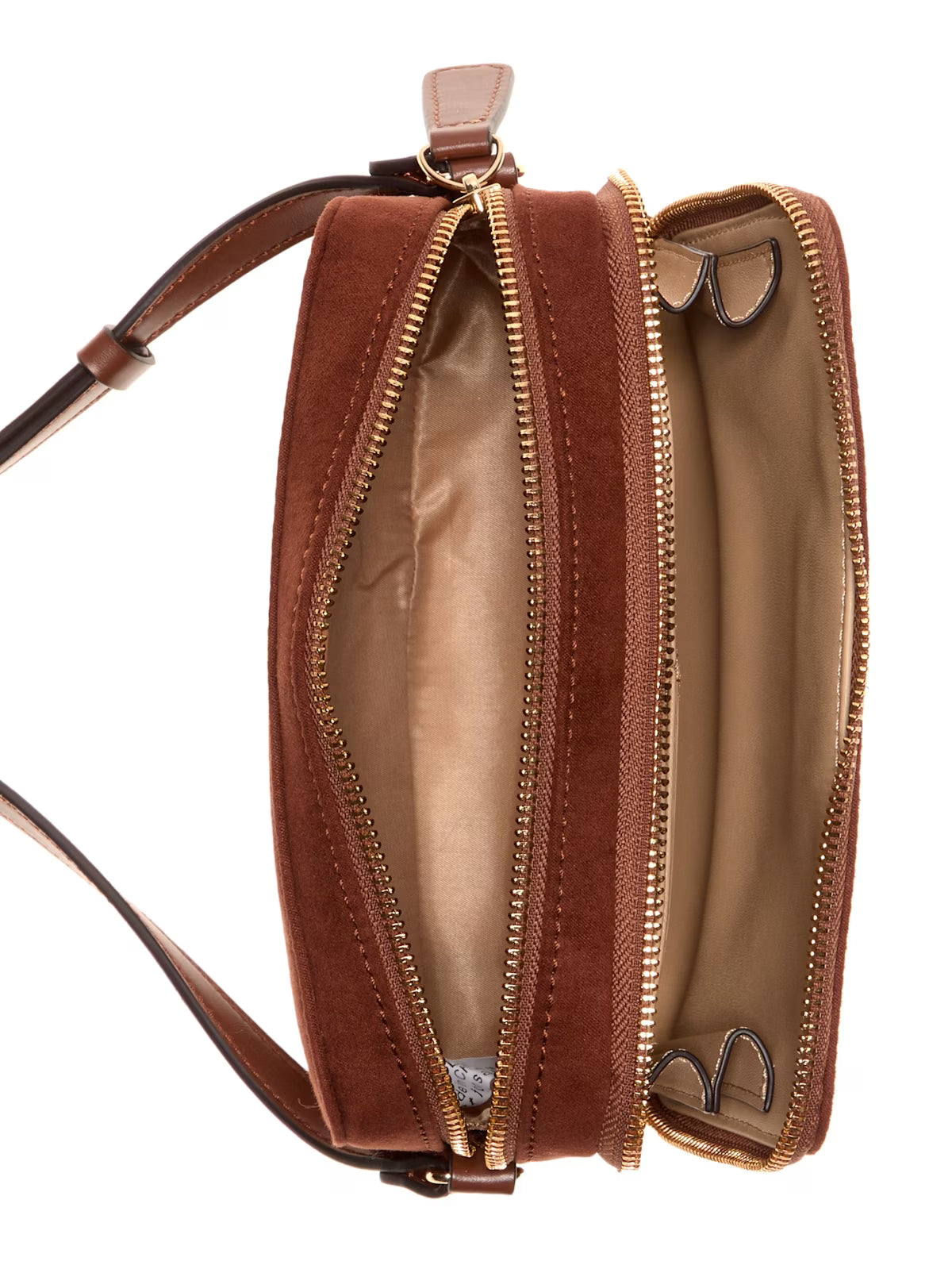 Women's Guess Avelina Avelina Rhinestone Logo Double-Zip Crossbody  Brown