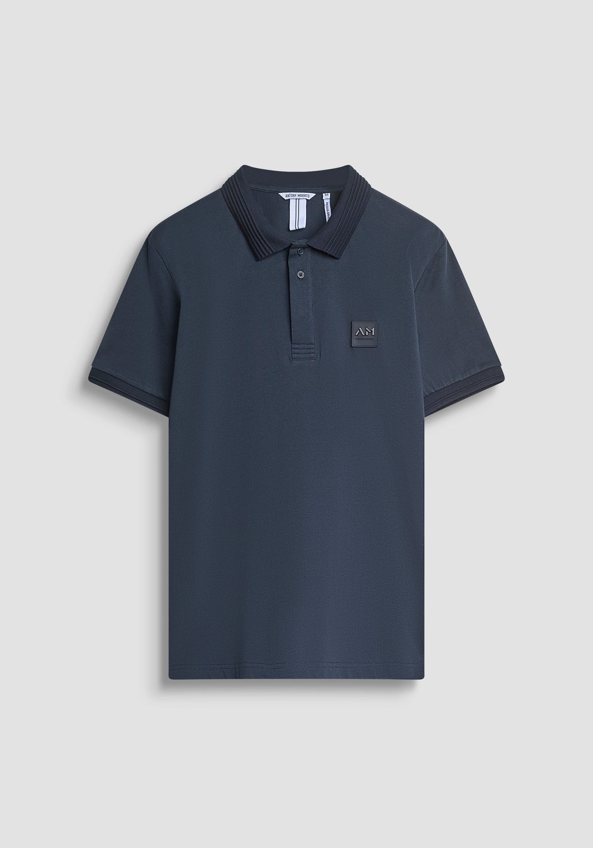 Armani Exchange Men Red Cotton Blend Polo T-Shirt- Navy