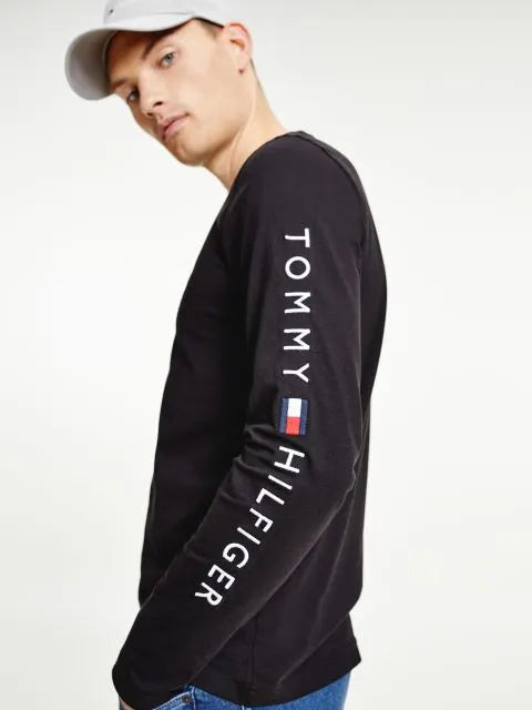 Tommy Mens' Organic Jersey Logo Long Sleeve T-Shirt/ BLACK