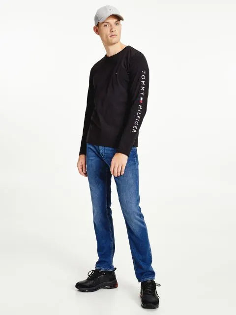 Tommy Mens' Organic Jersey Logo Long Sleeve T-Shirt/ BLACK