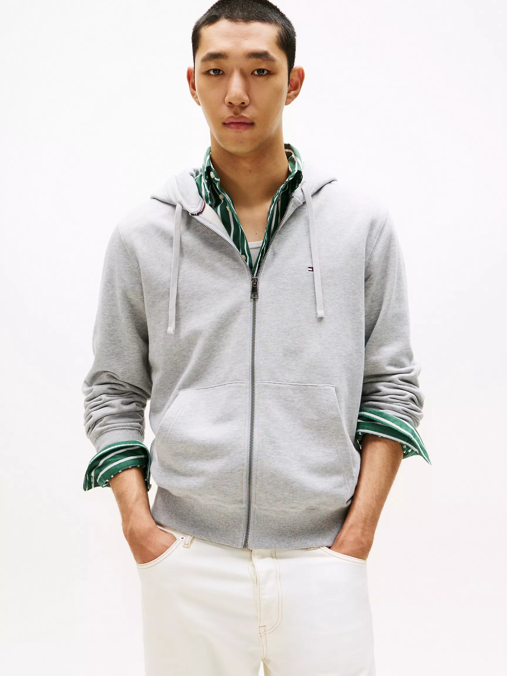 Tommy Mens' Classic Zip Hoodie/Light Grey Heather