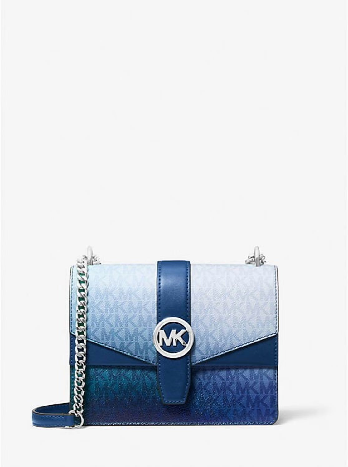 Women's Michael Kors Greenwich Small  Signature Logo Saffiano Leather Crossbody Bag GALAXY BLUE