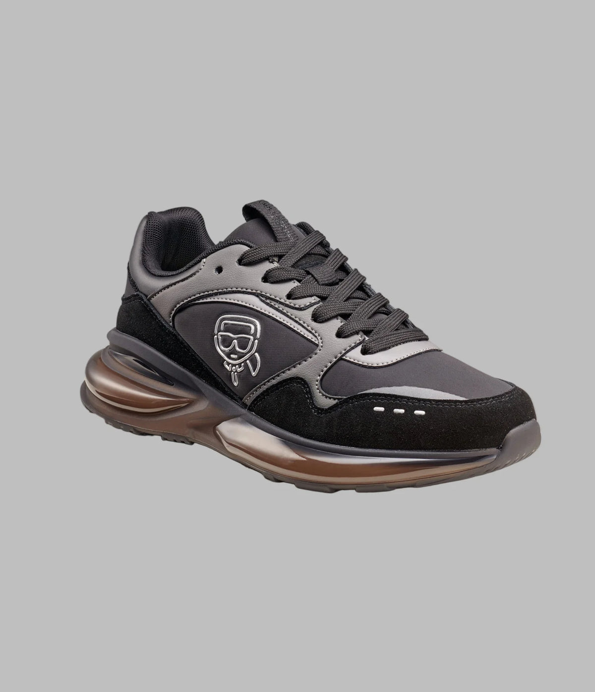 KARL LAGERFELD MIXED MEDIA RUNNER WITH KARL HEAD OUTLINE- Black