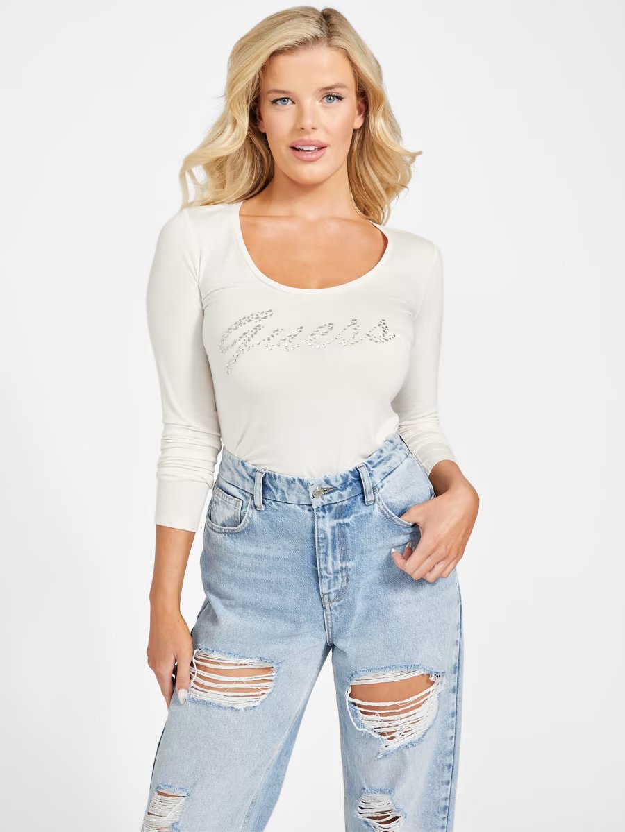 Guess Womens' Melly Jewel Logo Top