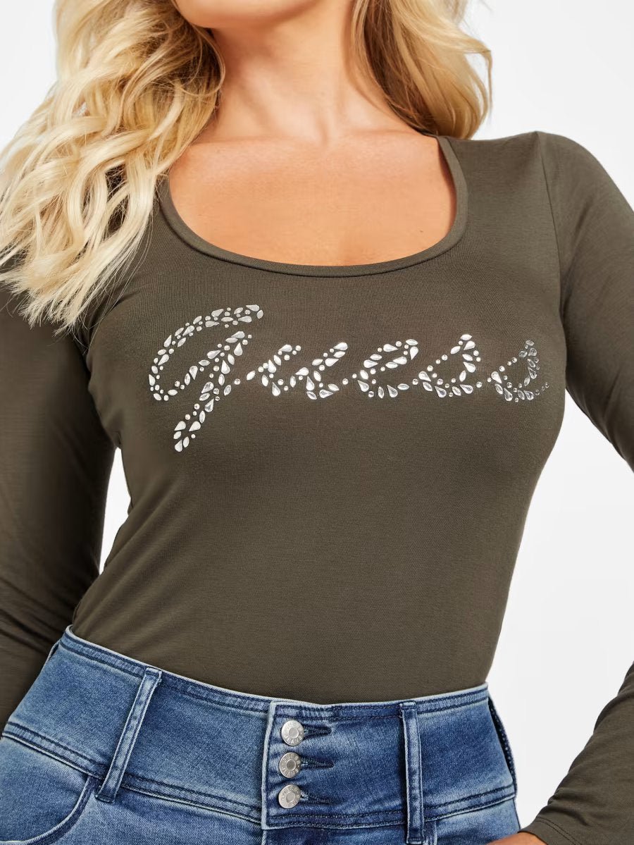 Guess Womens' Melly Jewel Logo Top