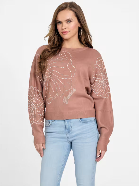 WOMEN GUESS Juliana Embellished Floral Sweater