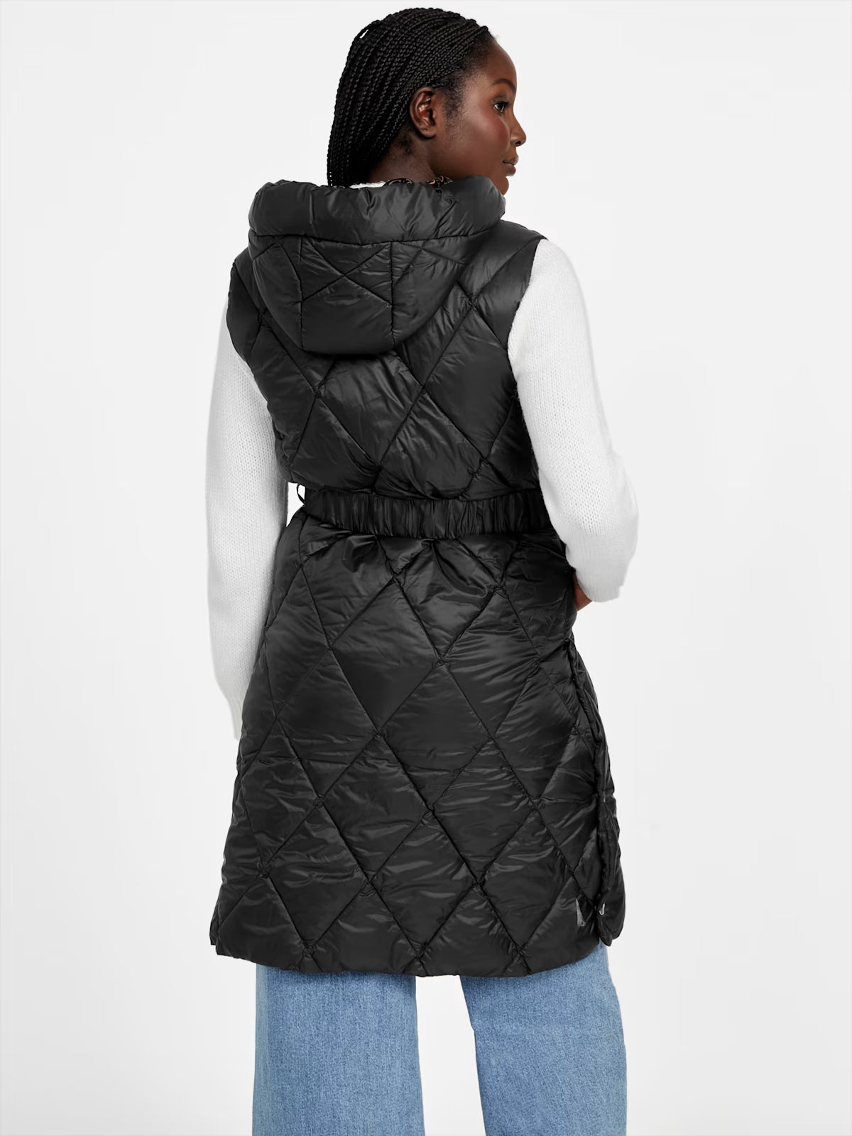 GUESS WOMENS' Melita Woven Quilted Vest BLACK