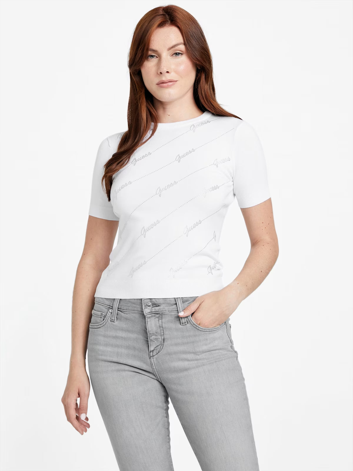 Guess Womens' Eco Peggy Sweater Top WHITE