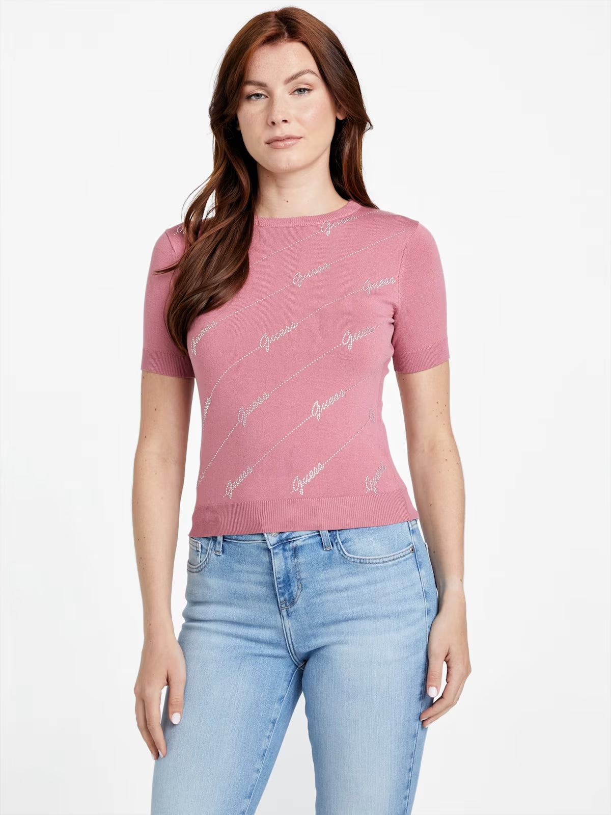 Guess Womens' Eco Peggy Sweater Top Pink
