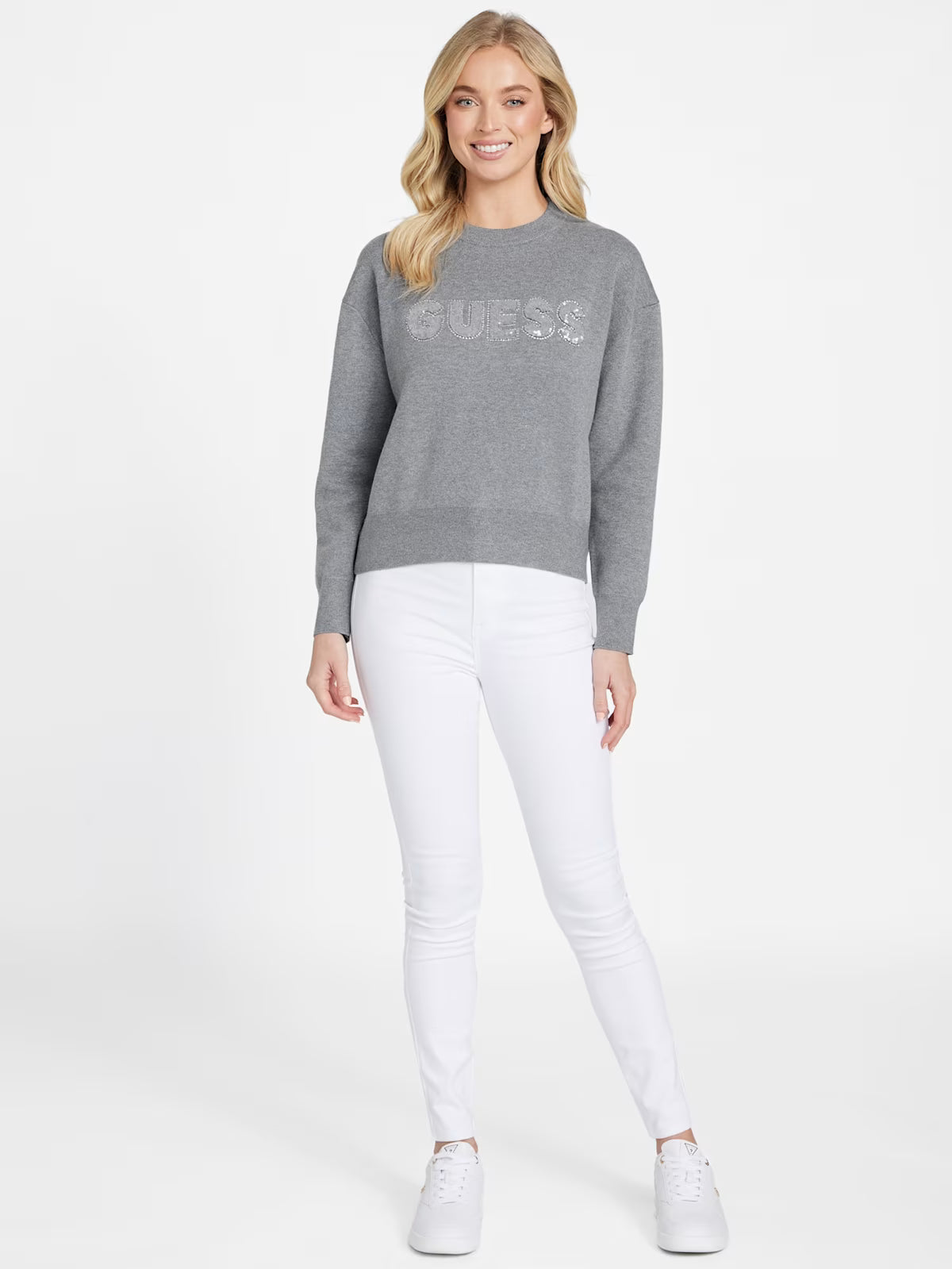 Guess WOMENS' Cute Logo Sweater Gray