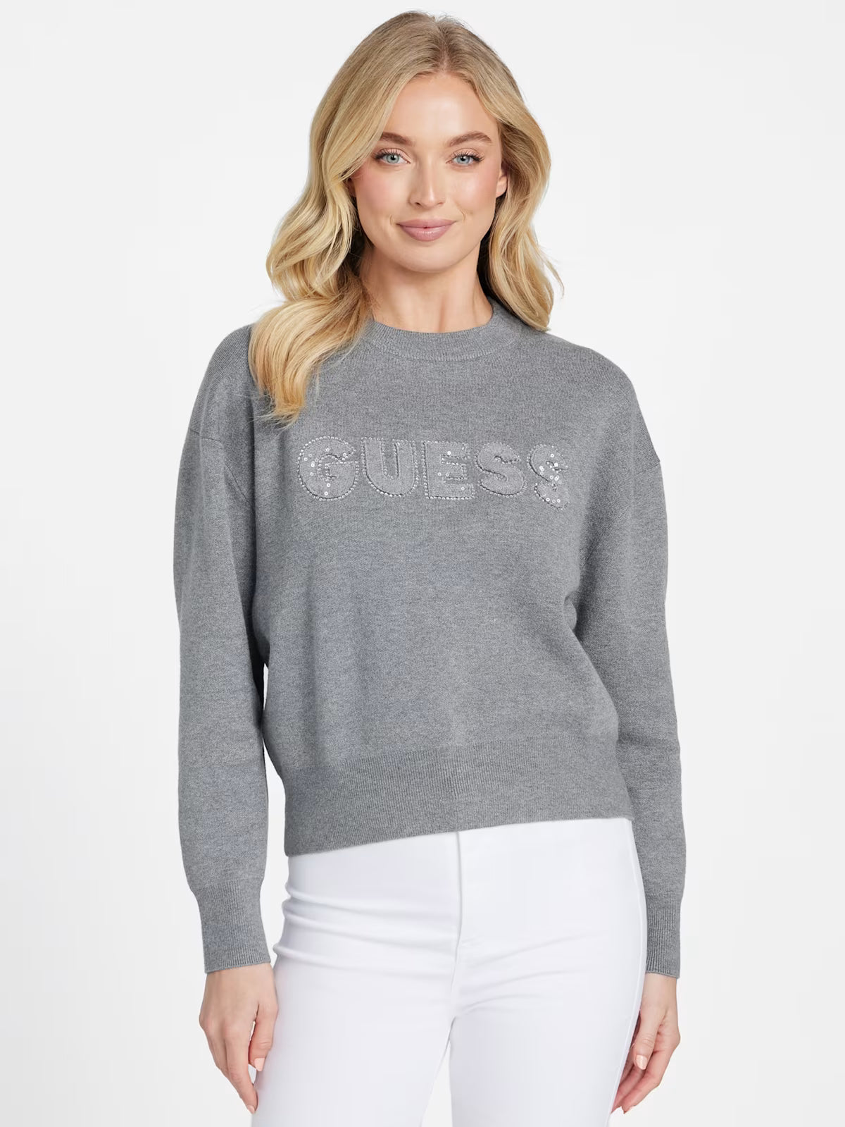 Guess WOMENS' Cute Logo Sweater Gray