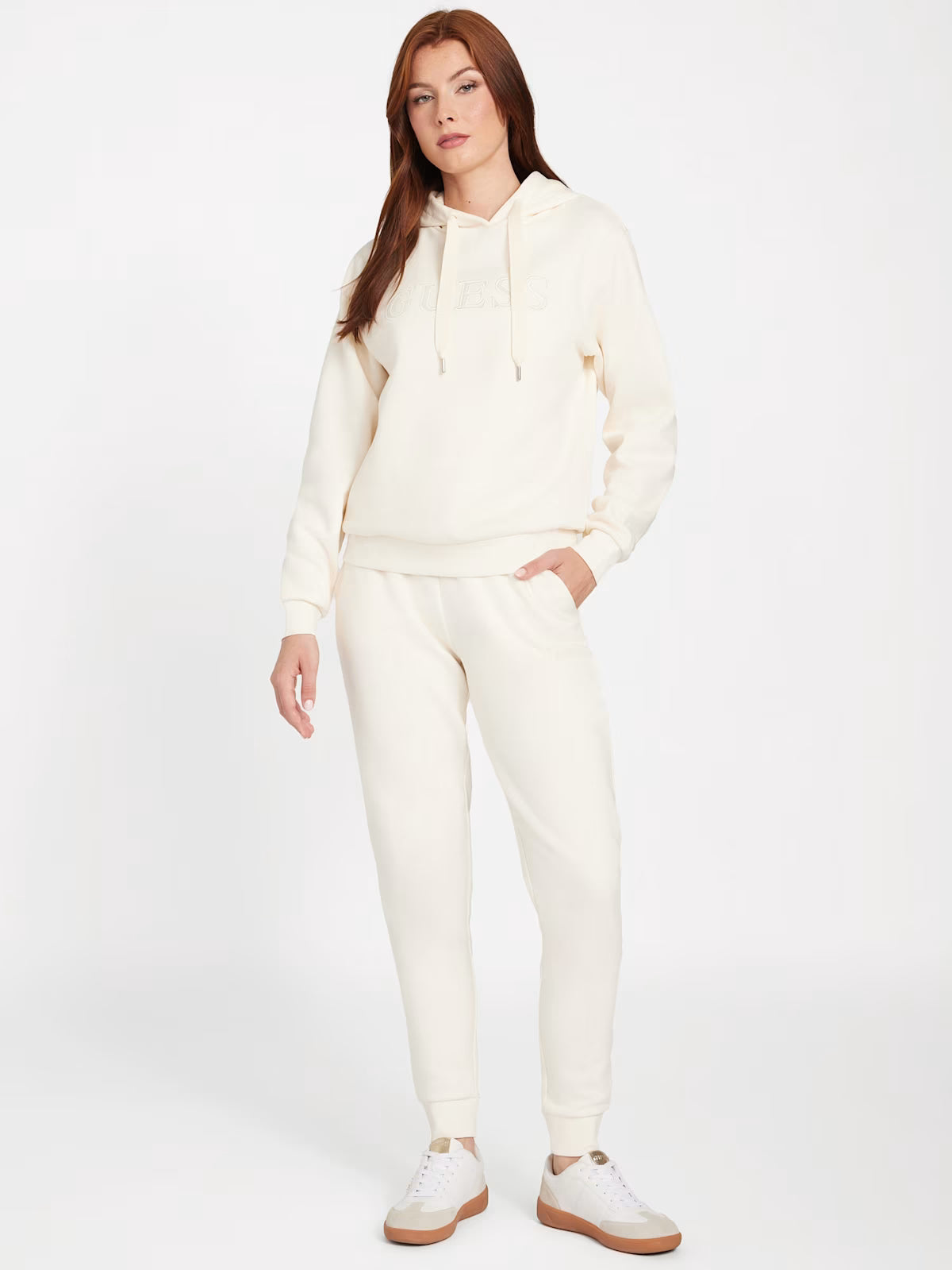 Womens' GUESS Zendra Fleece Joggers White