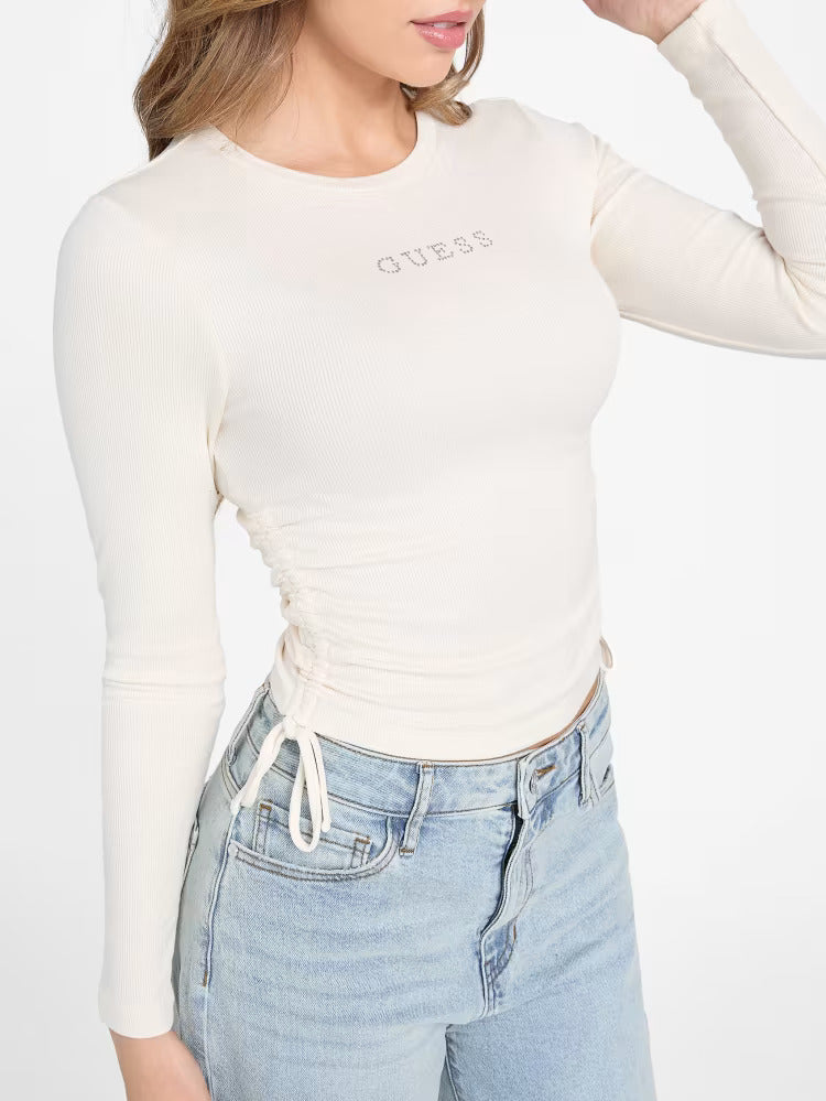 Guess Women Mardy Logo Top/ WHITE