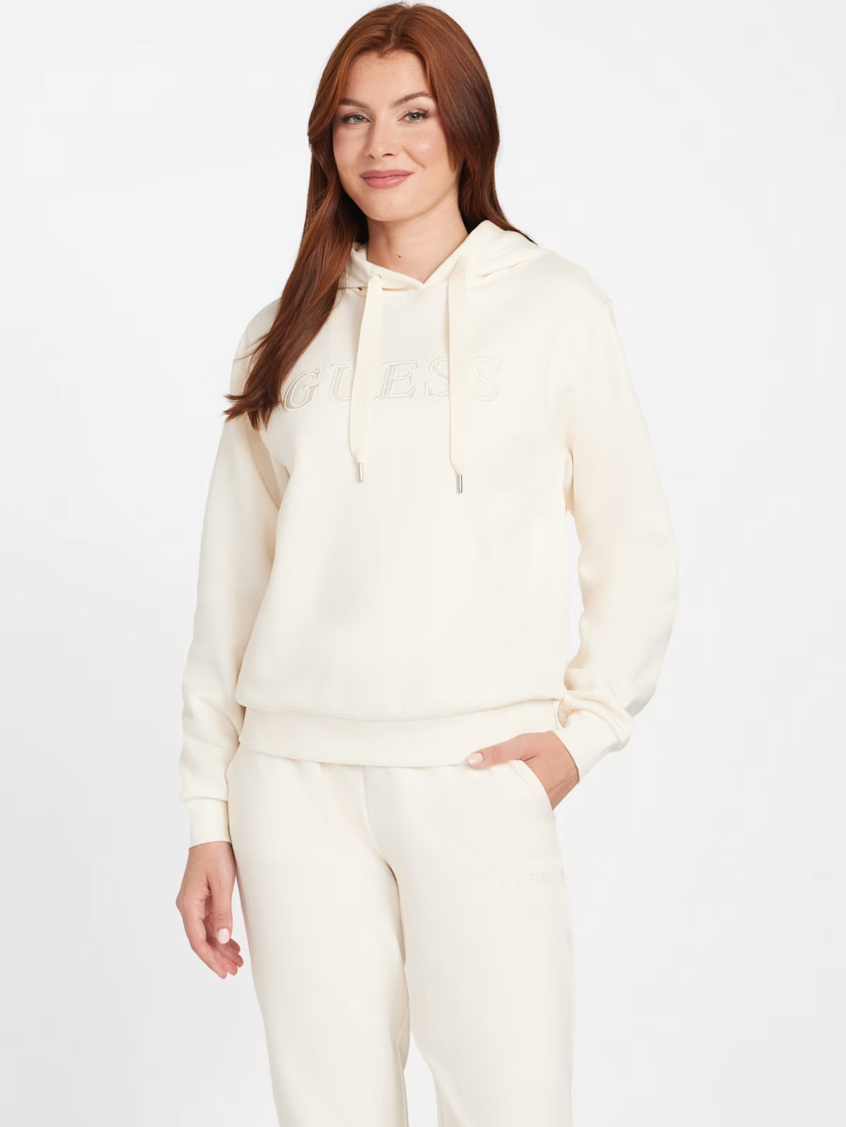 Womens' GUESS Zendra Fleece Hoodie White