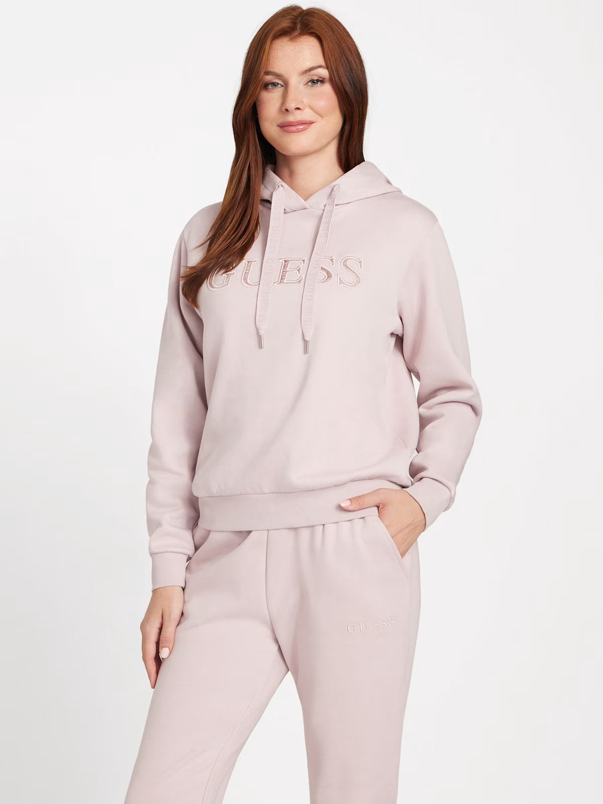 Womens' GUESS Zendra Fleece Hoodie Pink