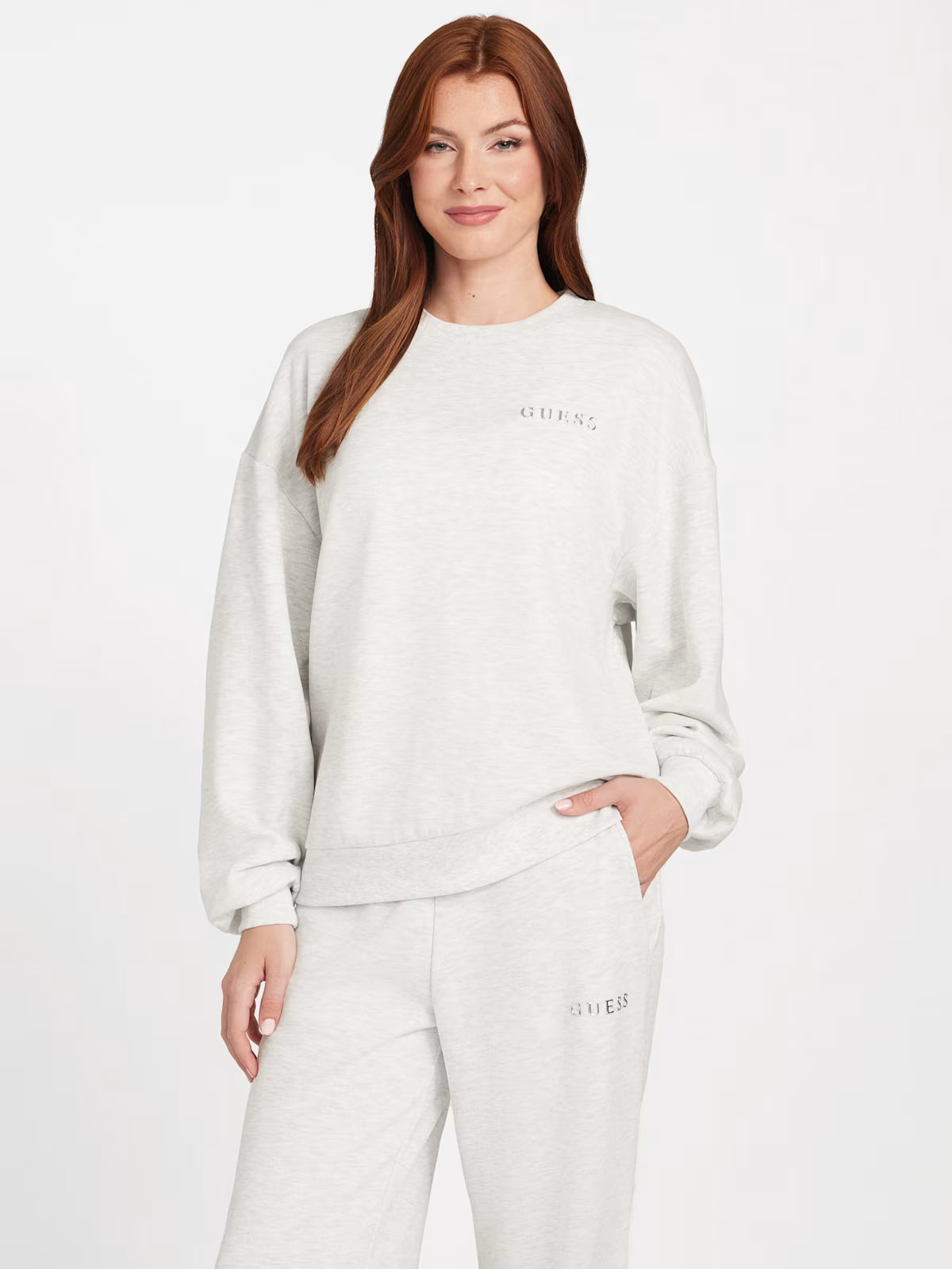 Womens' GUESS Constance Logo Crewneck Grey