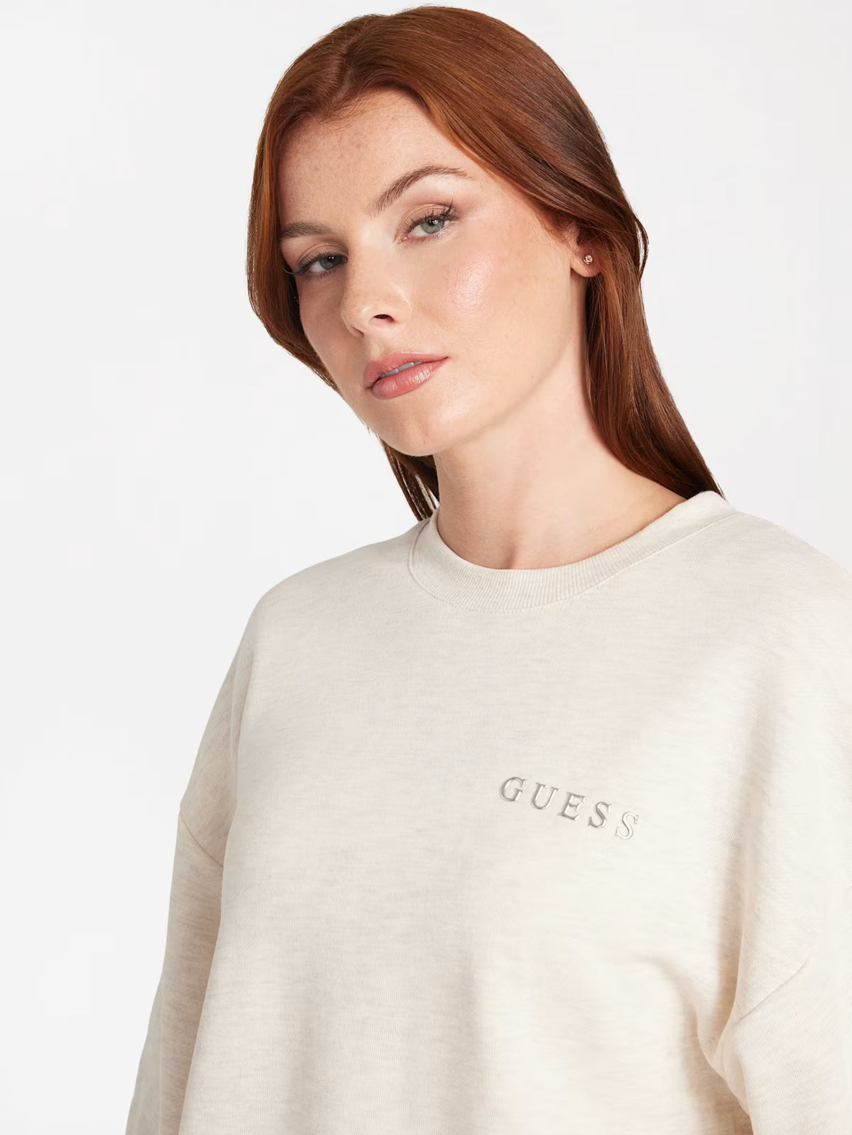 Womens' GUESS Constance Logo Crewneck BEIGE