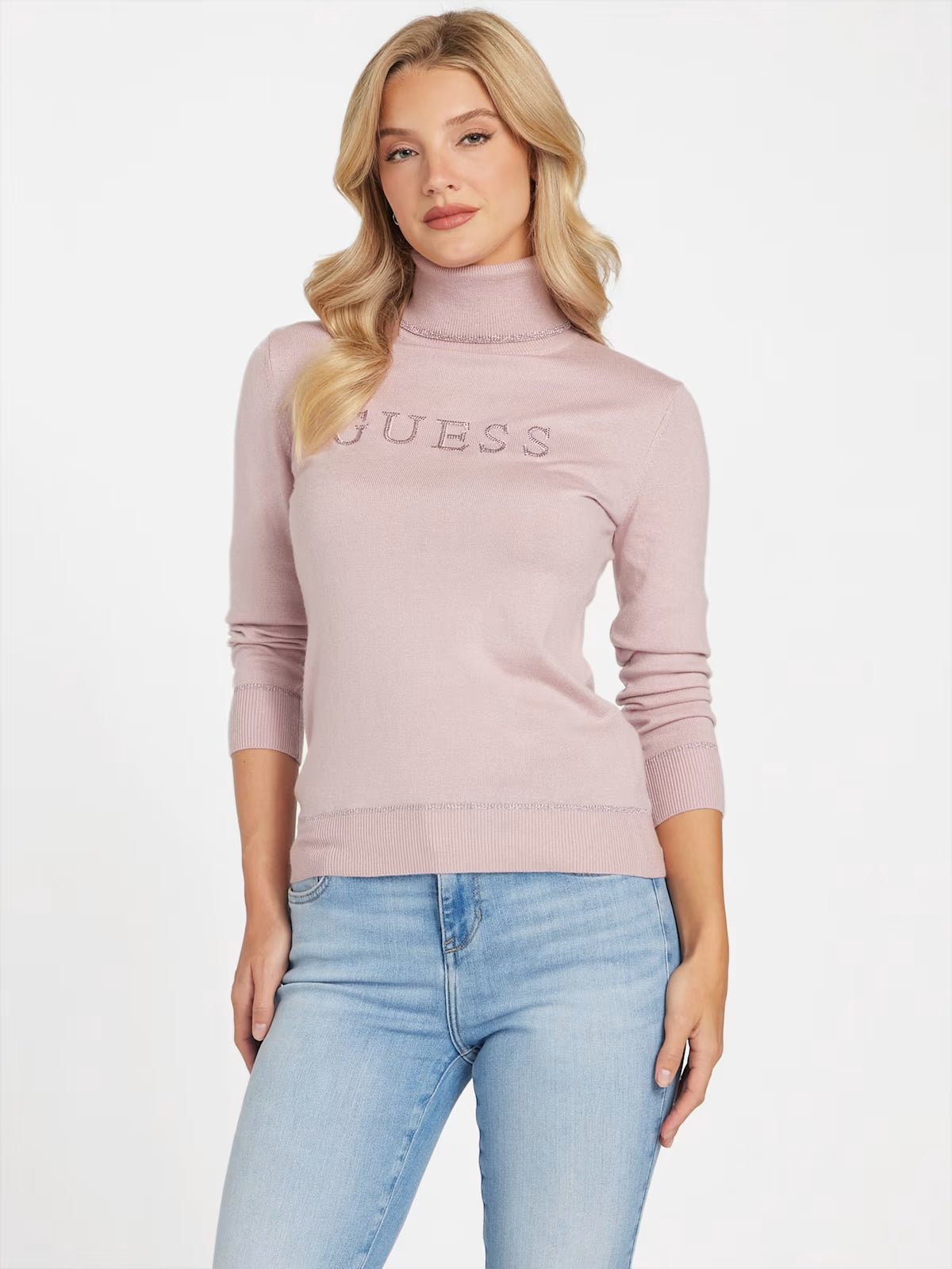 Guess Womens' Maltina Logo Turtleneck Sweater PURPLE