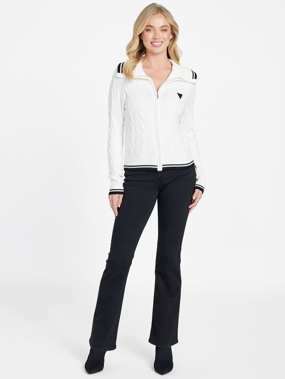 Guess WOMENS' Vicky Zip Sweater WHITE