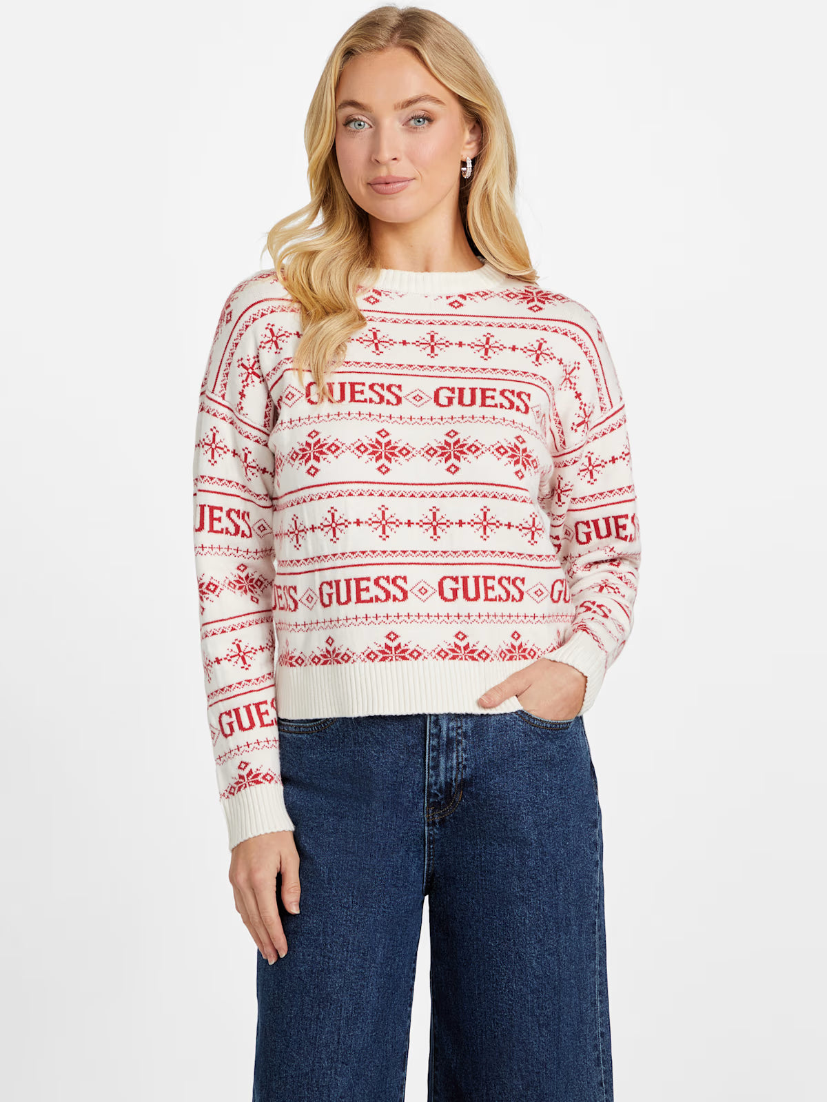Guess Womens Claus Logo Sweater