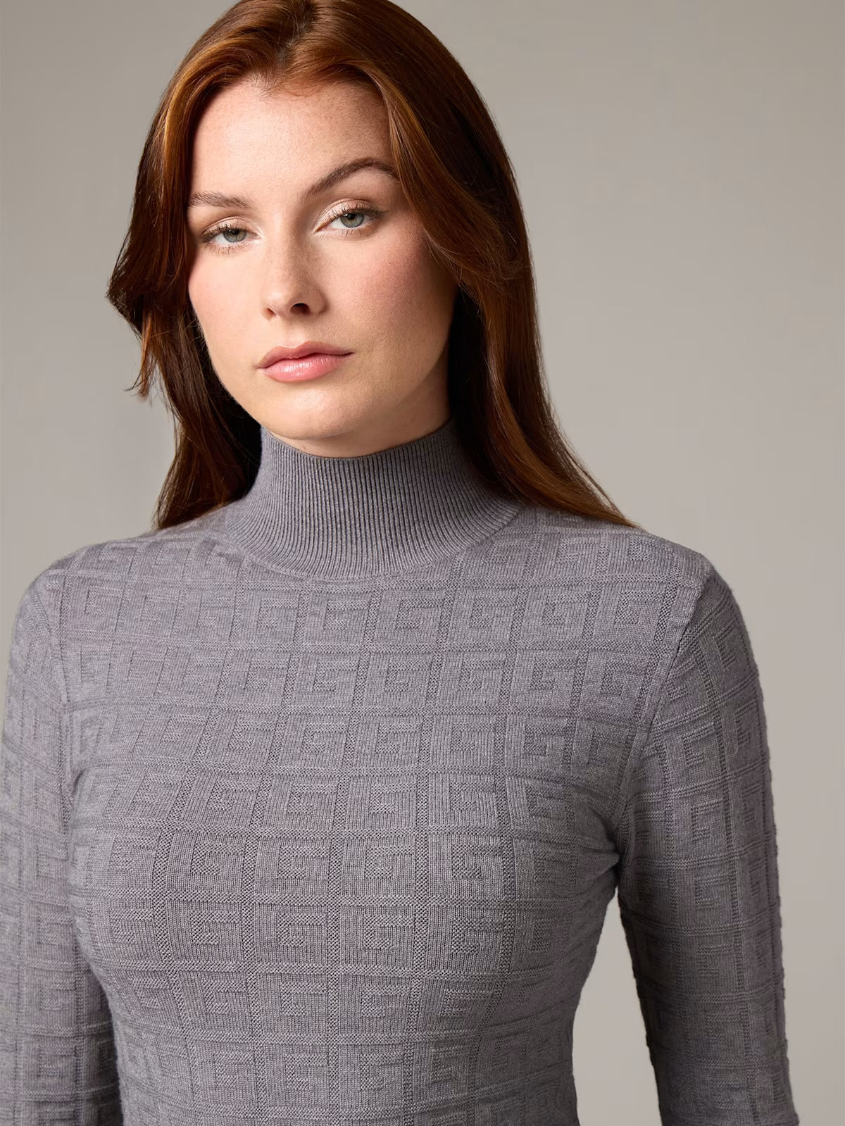 Guess Womens' Eco Liana Mock-Neck Sweater Gray