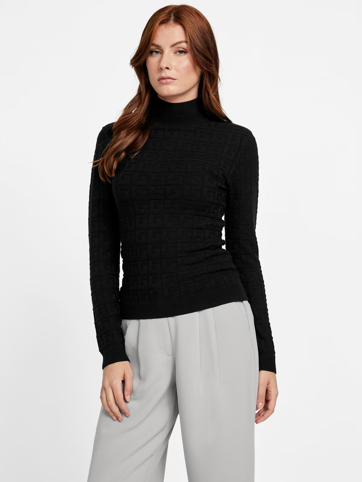 Guess Womens' Eco Liana Mock-Neck Sweater black