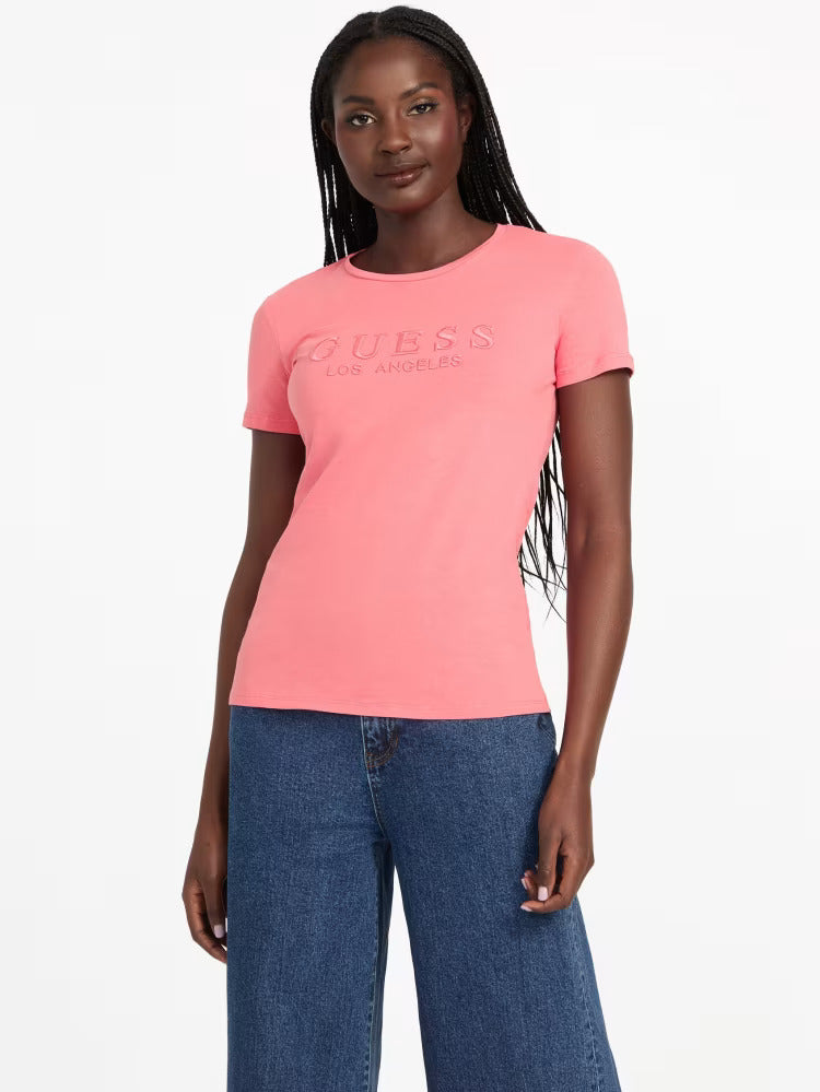 WOMEN GUESS Lizza Embroidered Logo Tee/Pink