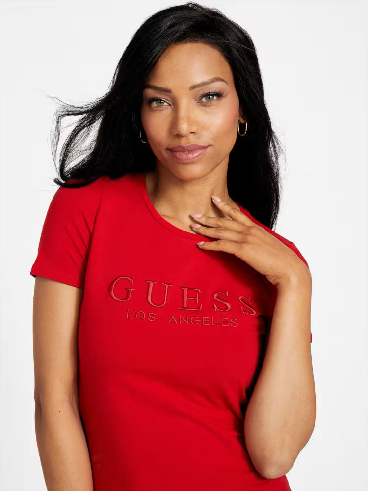 WOMEN GUESS Lizza Embroidered Logo Tee/ RED