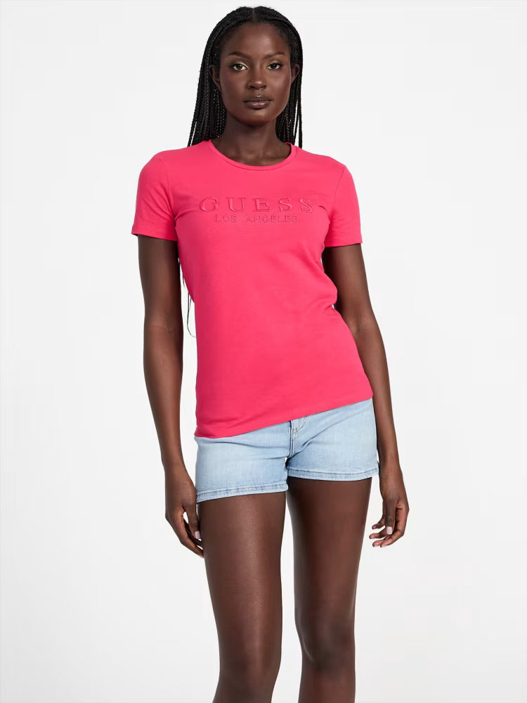 WOMEN GUESS Lizza Embroidered Logo Tee/Pink