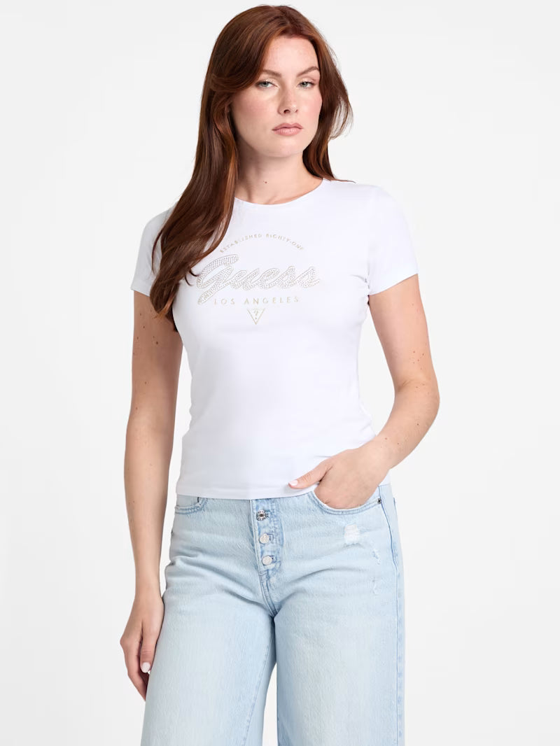 Guess Womens' Eco Itzel Logo Tee/  WHITE