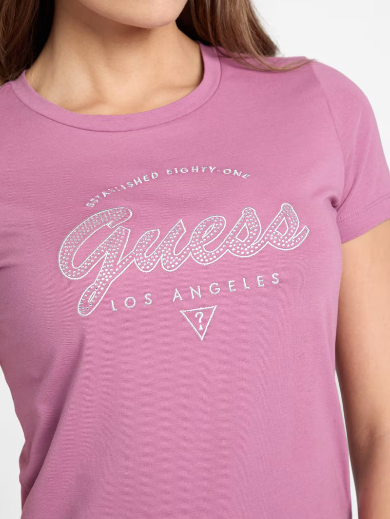 Guess Womens' Eco Itzel Logo Tee/ Pink