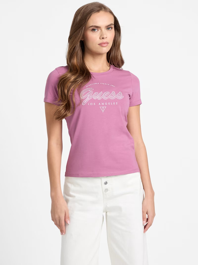 Guess Womens' Eco Itzel Logo Tee/ Pink