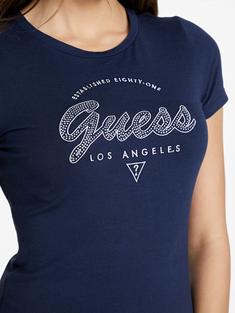 Guess Womens' Eco Itzel Logo Tee/ Blue